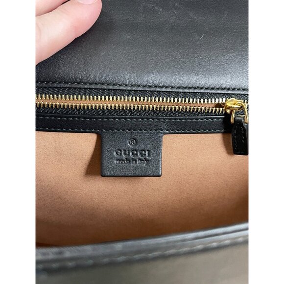 GUCCI Black Large Leather Padlock Chain Bag Shoulder Gold Lock Key Crossbody EUC - Picture 10 of 16